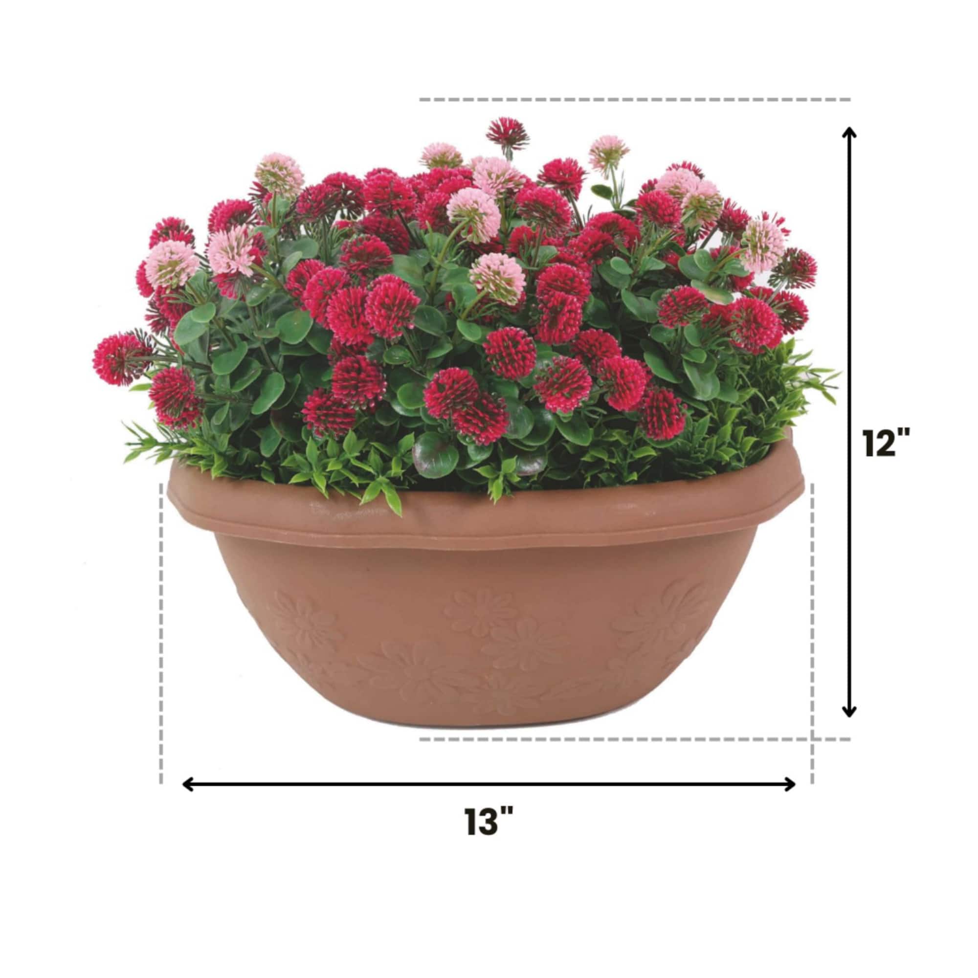 12" Faux Flowers in Hanging Basket